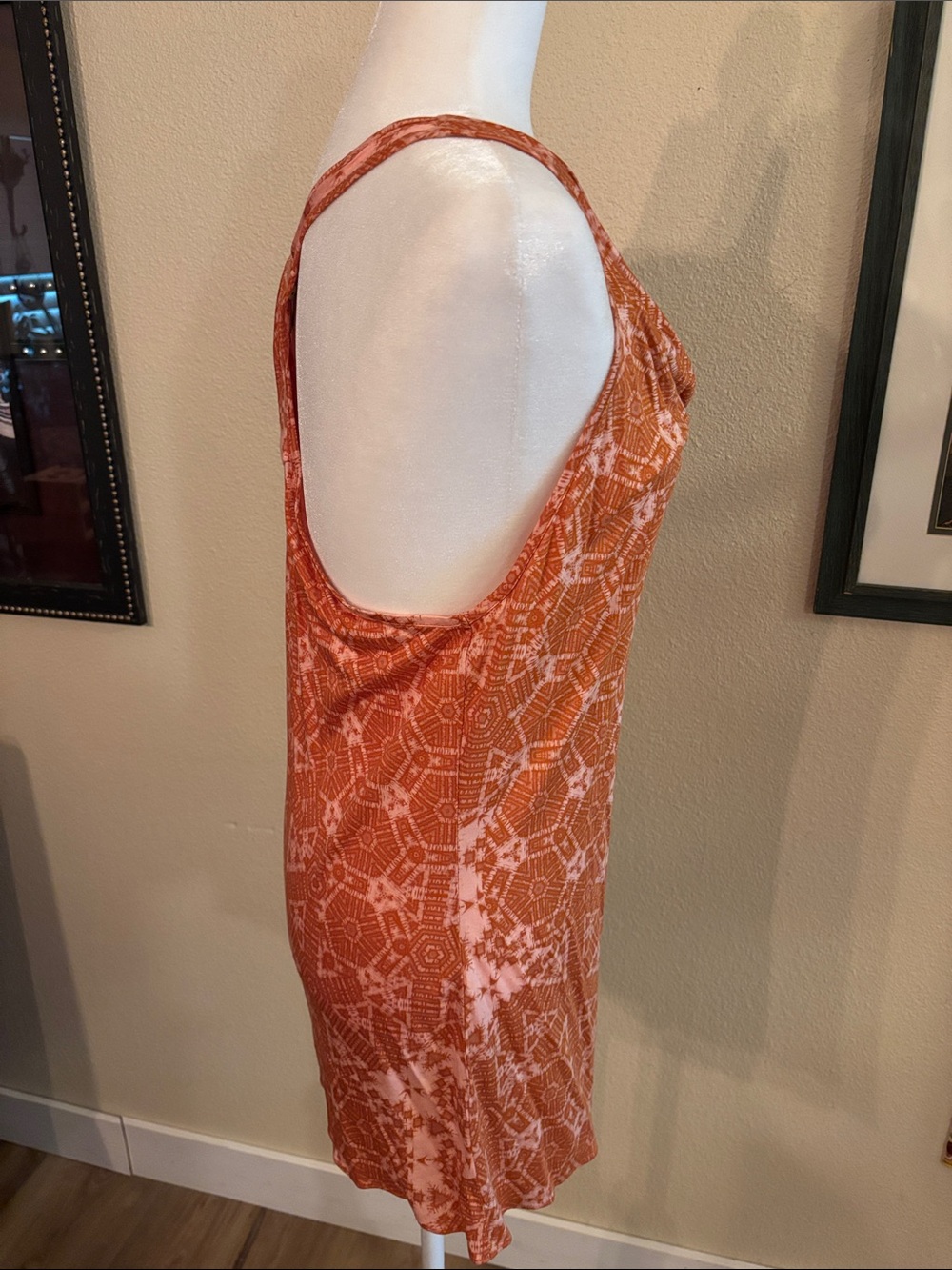 Banana Republic Orange Printed Mini Dress Racerback - Picture 4 of 8